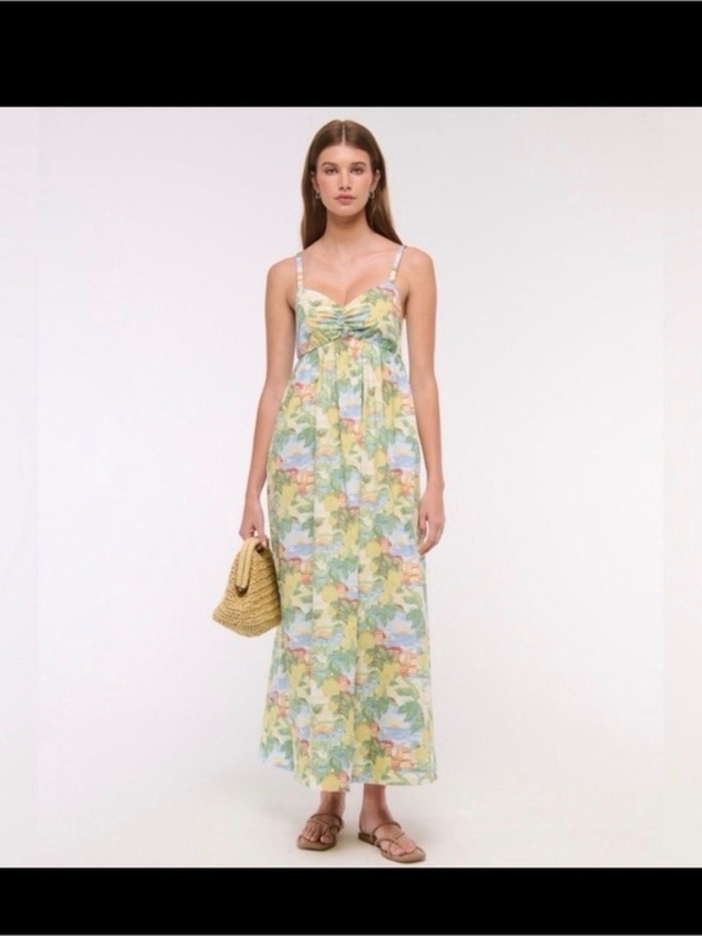Abercrombie and Fitch Sweetheart Babydoll Maxi Dress beach lemon